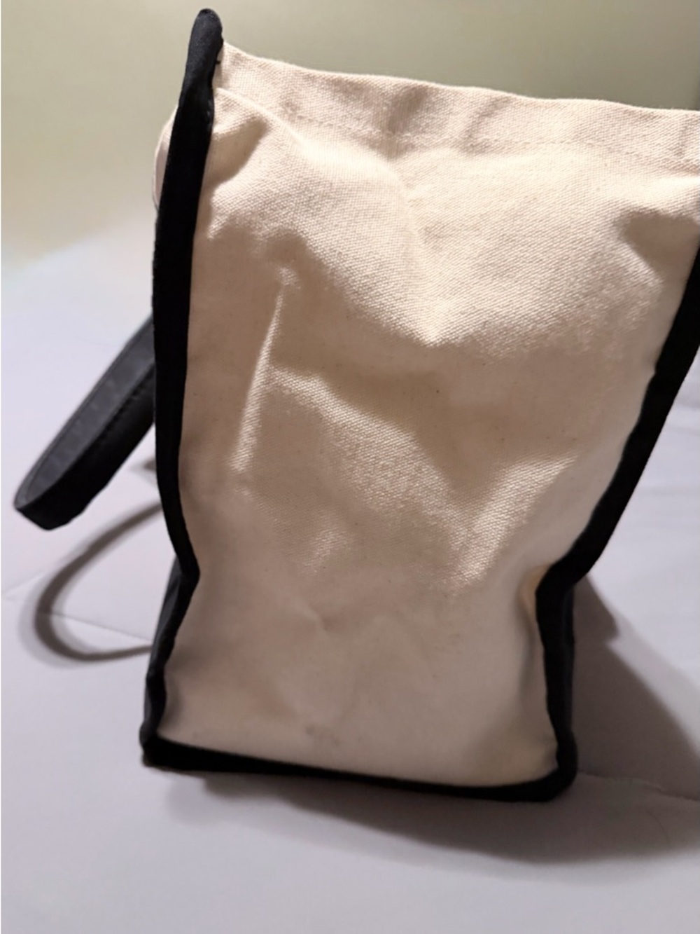 Monogram Canvas Tote Bag in Black and Cream - Picture 3 of 10